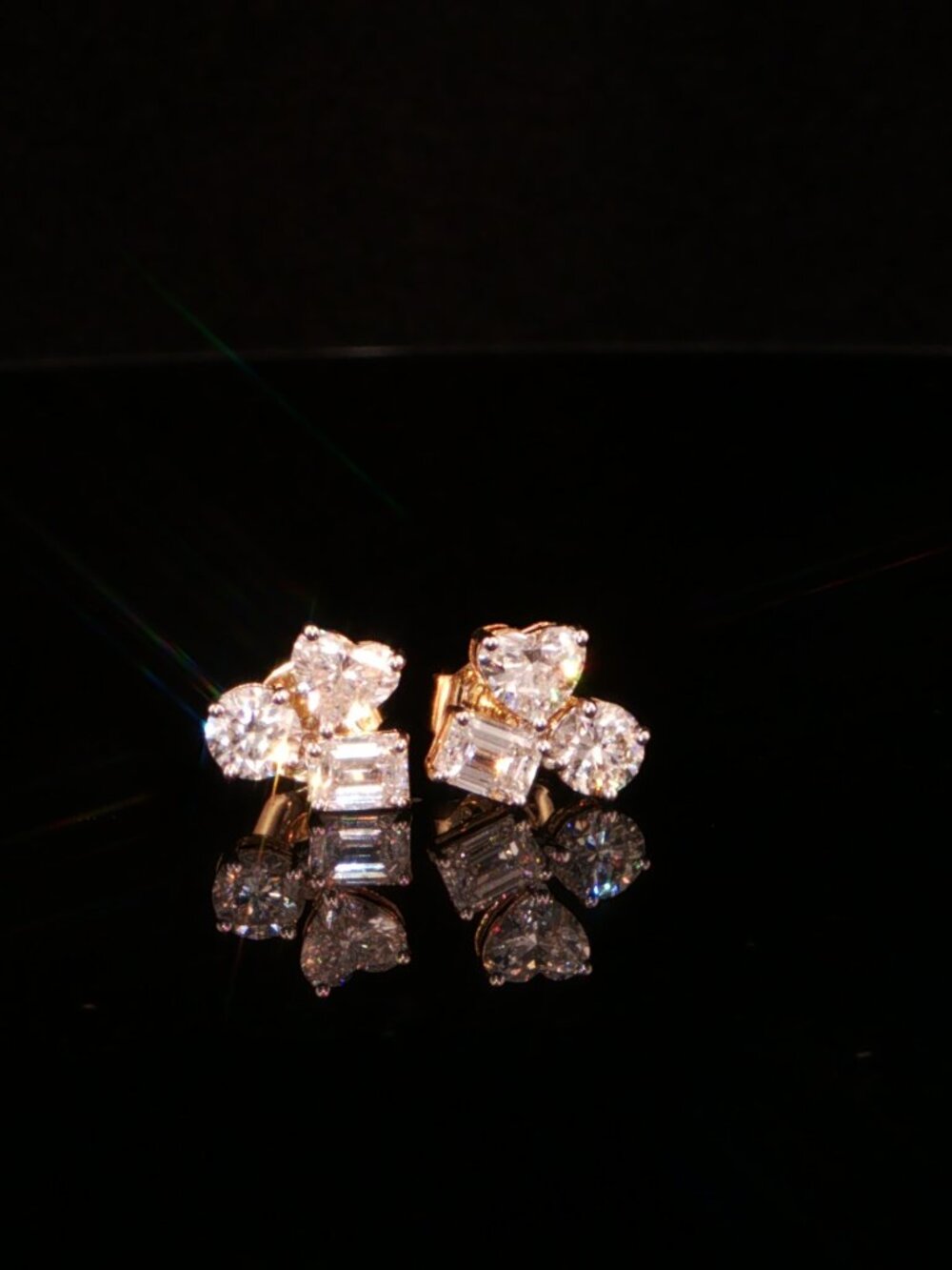 1.43 CTW Emerald, Heart & Round Lab-Grown Diamond Cluster Stud Earrings
